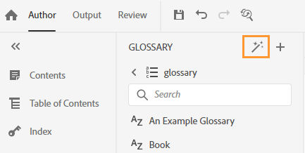 Glossary Hotspot button