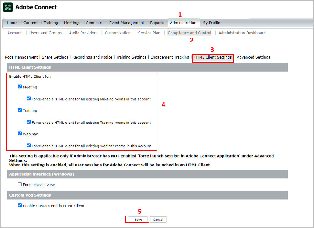 Enabling HTML client