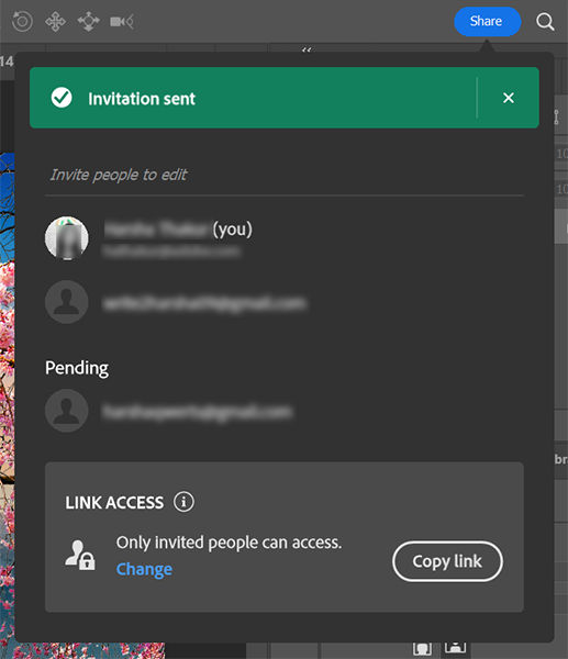 Invitation is sent to added collaborators