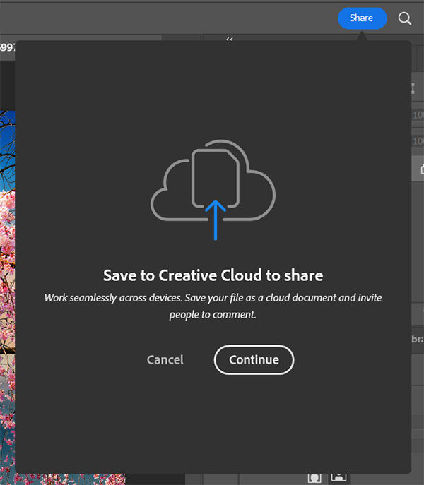 Save to Creative Cloud to share