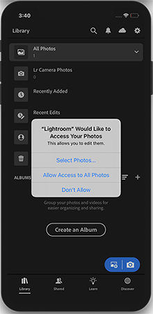 Lightroom for mobile iOS 14