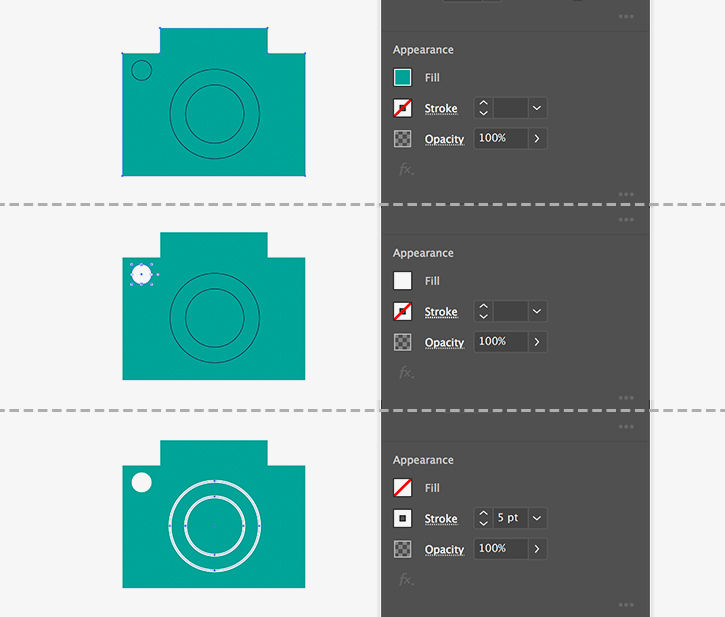 Fill and stroke colors are added to the camera icon.