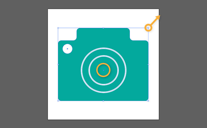 The camera is resized proportionally by pressing Alt+Shift or Option+Shift and dragging the corner handles. 