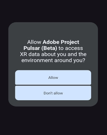 An image of the hand tracking prompt as it appears on an XR headset.