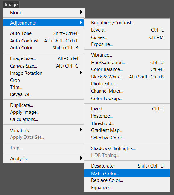 Match colors in Photoshop