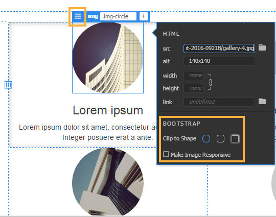 Quick Property Inspector for images in Bootstrap documents