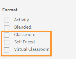 Filters for training format