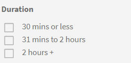 Filters for training duration
