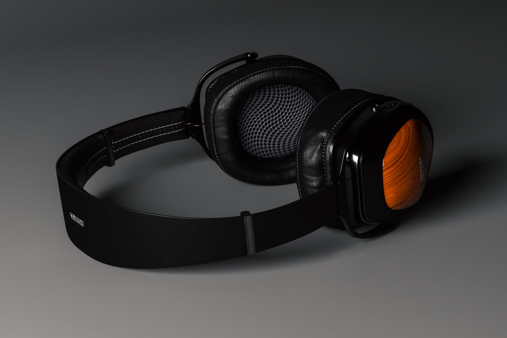 Example of a fill light illuminating a 3d headphone model.