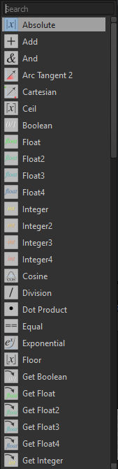 Substance function graph node list