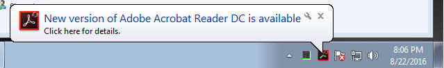 Notification for upgrading your Reader to Reader