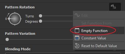 Pattern rotation 's parameter function menu