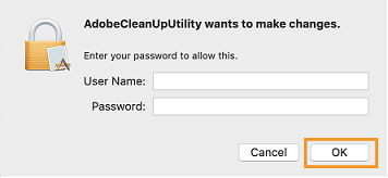 Enter Mac username and password