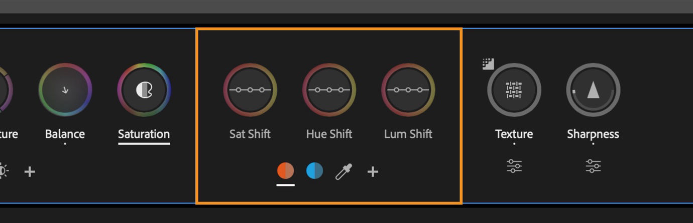 Shift controls for saturation, hue, and luminance adjustments in the Color Tools panel.