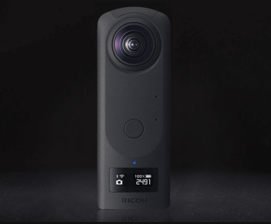 Product image of the Ricoh Theta 360 degree camera