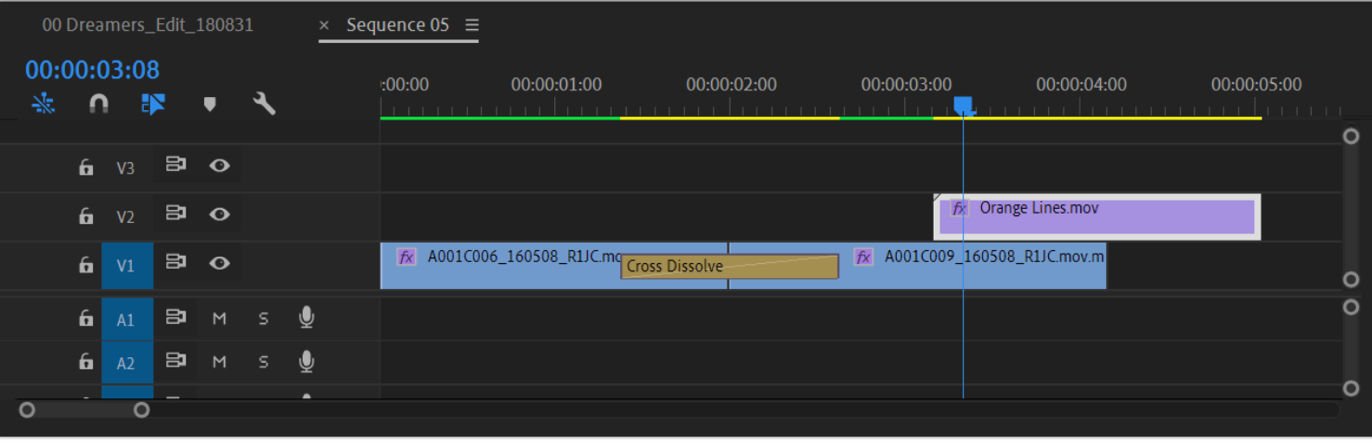 Different clip handles in Timeline panel of Premiere Pro.