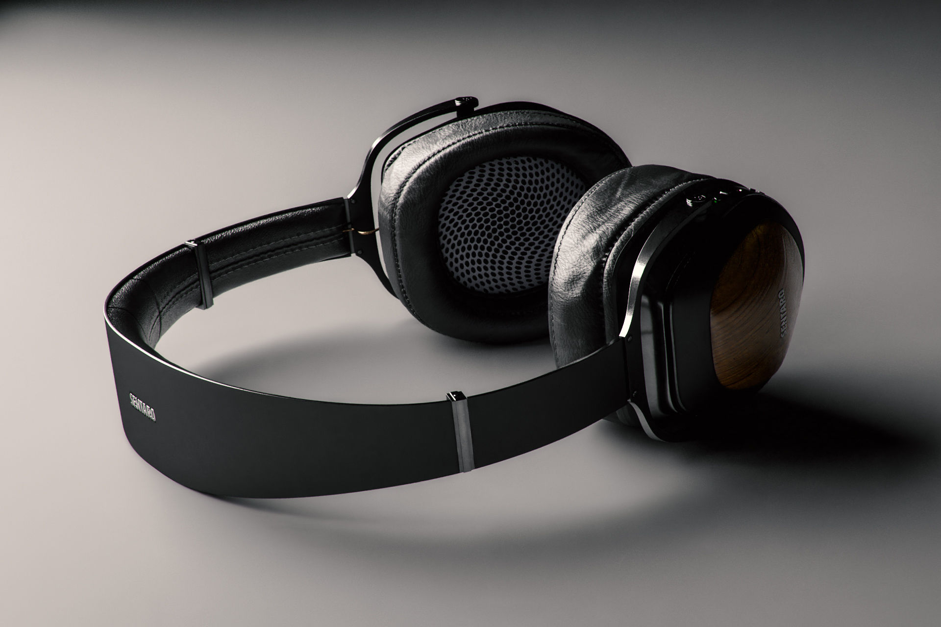 Example of a rim light illuminating a 3d headphone model