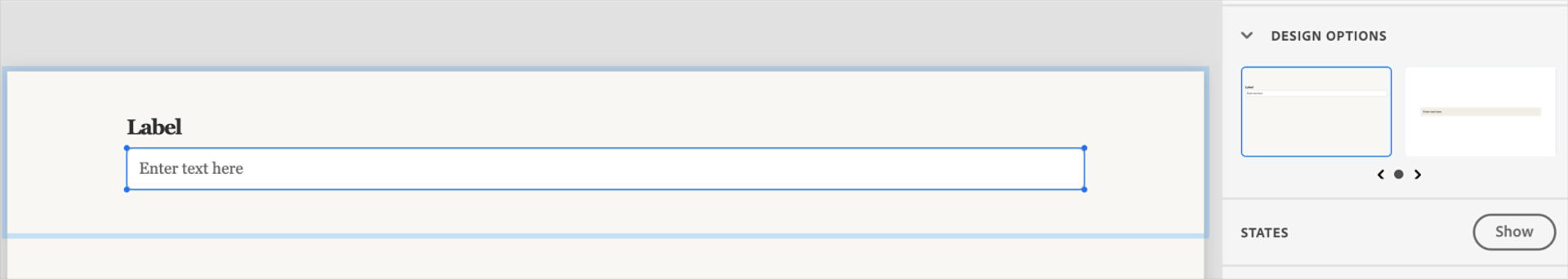 Properties of an input field