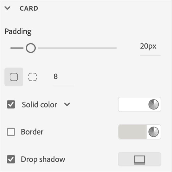 Modifying card properties