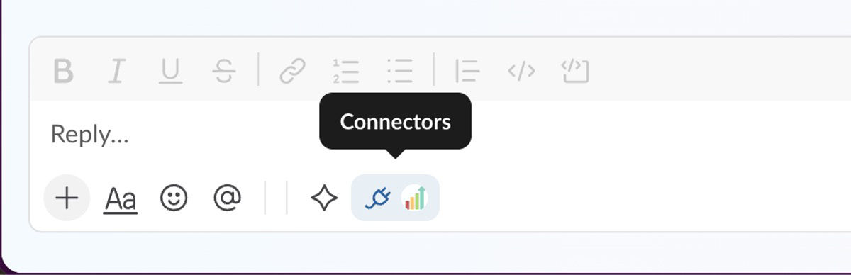 Slackbot app picker showing Adobe listed under Apps.