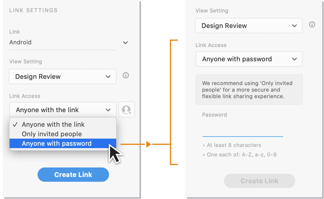 Create a password link