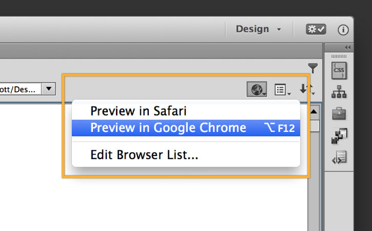 Click Preview in Browser and choose preferred browser to test hyperlinks and view images.