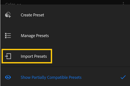 Mag import ng mga preset