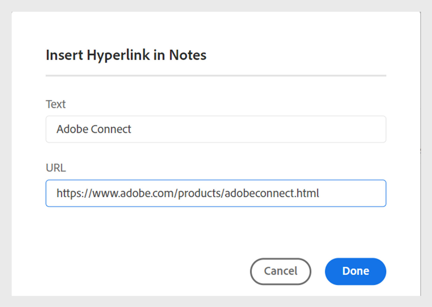 An illustration how to insert Hyperlink in Notes