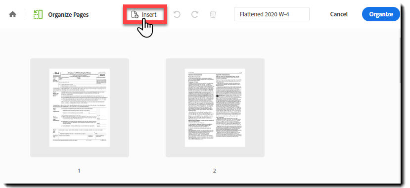 Insert more pages