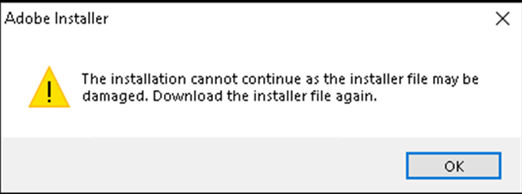 Installer damaged error