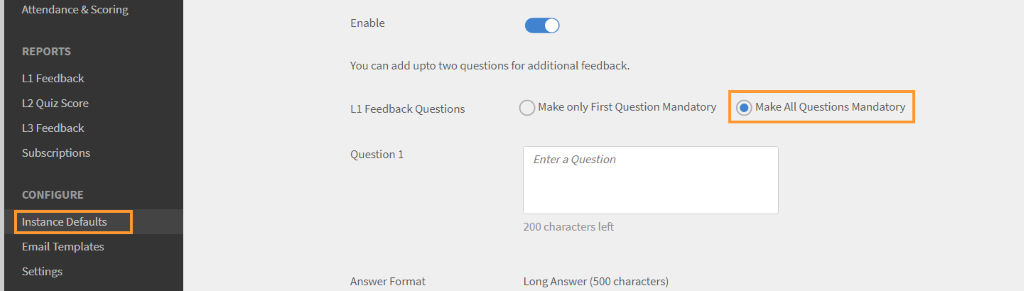 Instance defaults- Make all questions mandatory