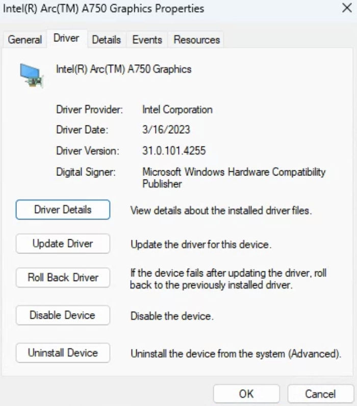 Verify driver installation