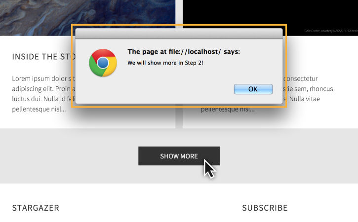Click File > Preview in Browser and choose preferred browser to test JavaScript.