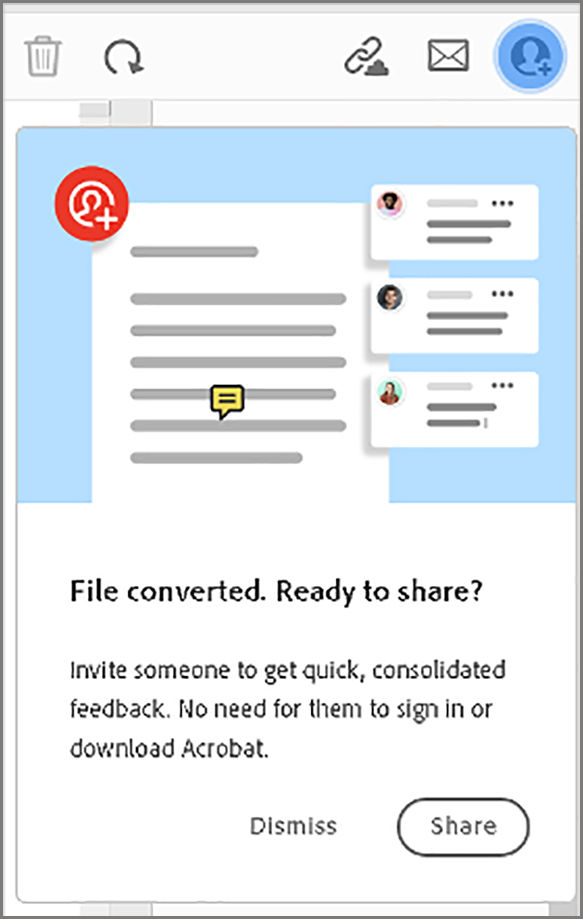 Share file prompt after you convert to PDF