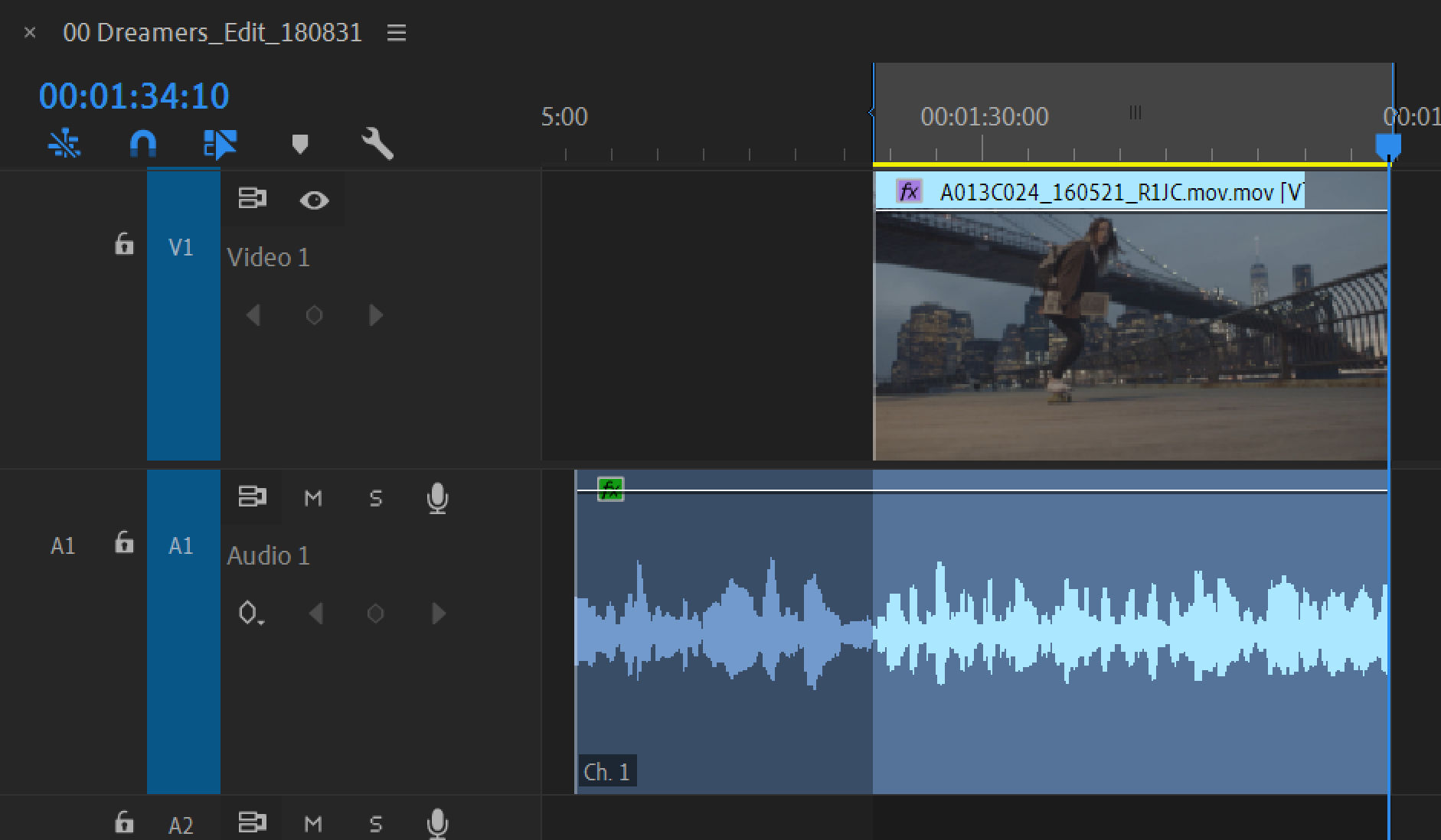 Clip trimmed for J-cut