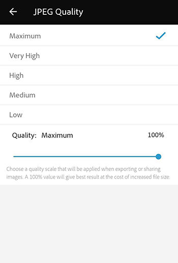 Photoshop Express JPEG Quality