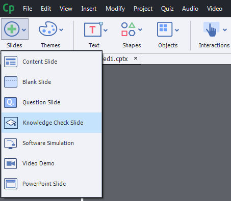 Adding a knowledge check slide