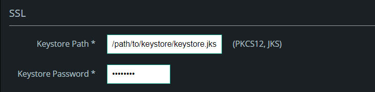 Keystore path and password