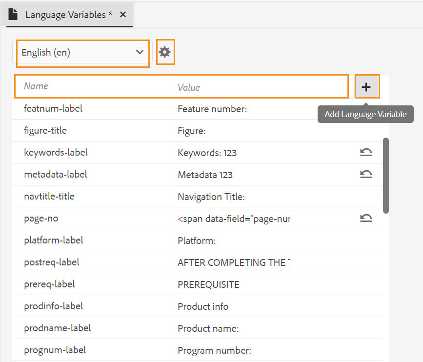 Language variable