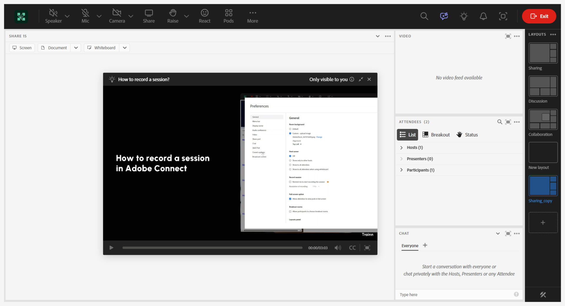 A Learn Hub video tutorial playing inside a room