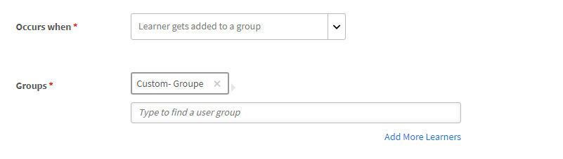 Learner gets added to a group