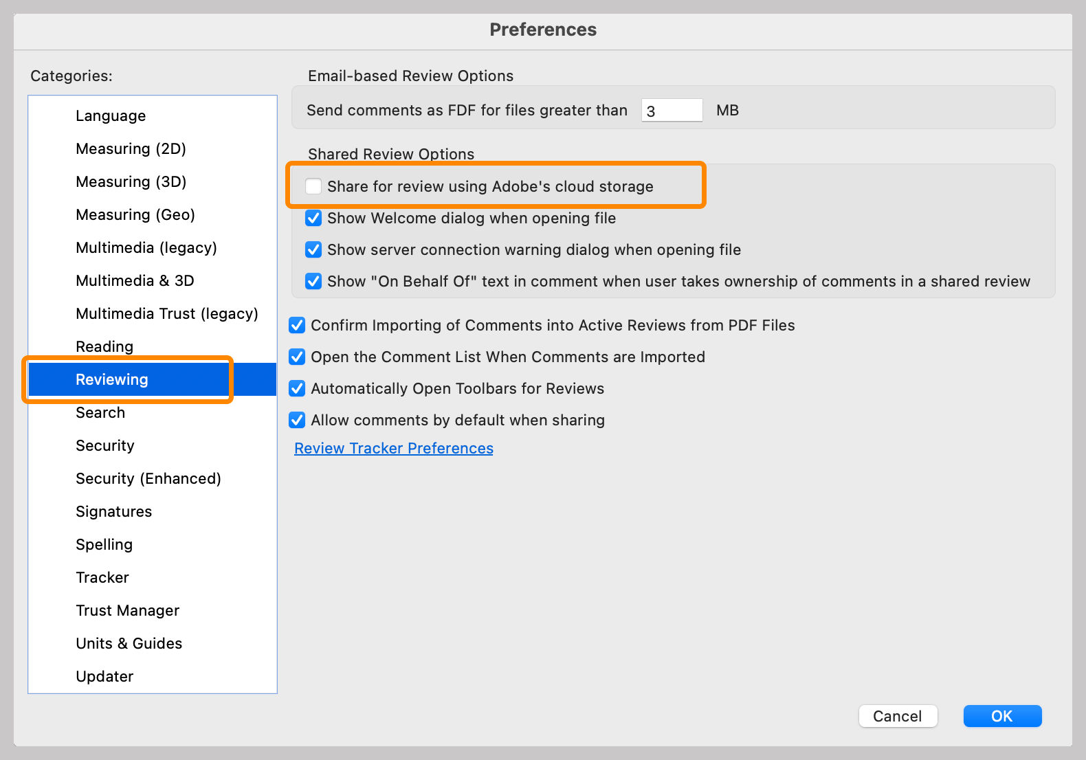 Preference to use the legacy share review experience