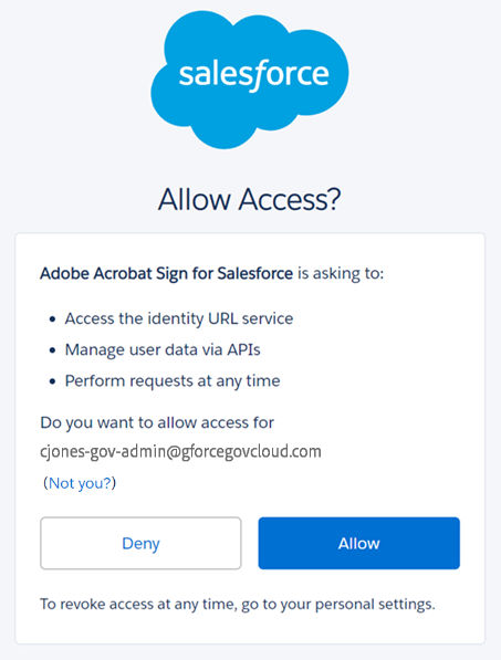 Link Callback user for 'Acrobat Sign for Salesforce' commercial cloud.