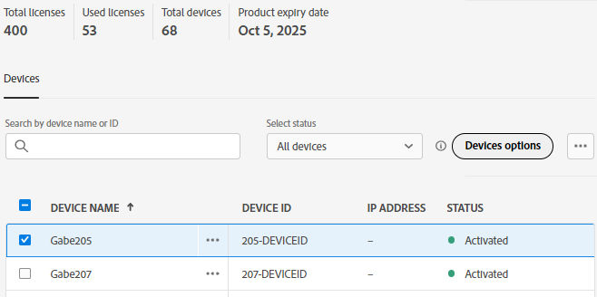 Device list