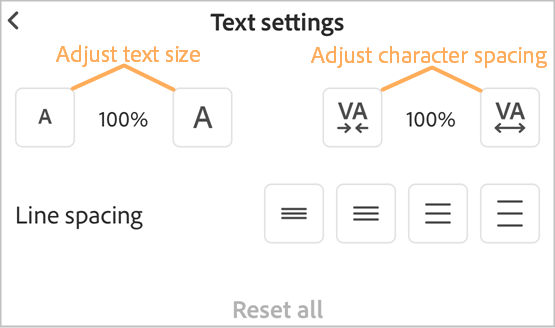 Zmeňte textové nastavenia v tekutom režime aplikácie Acrobat iOS