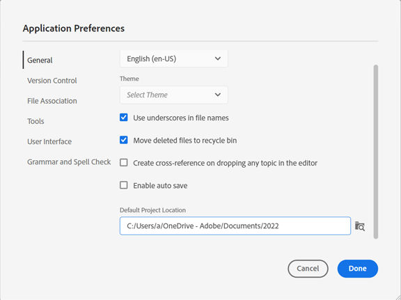 General preferences dialog