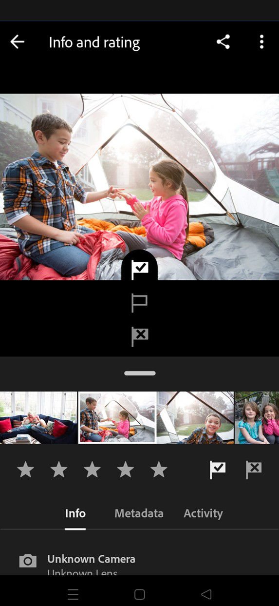 Flick upward or downward to flag the photo