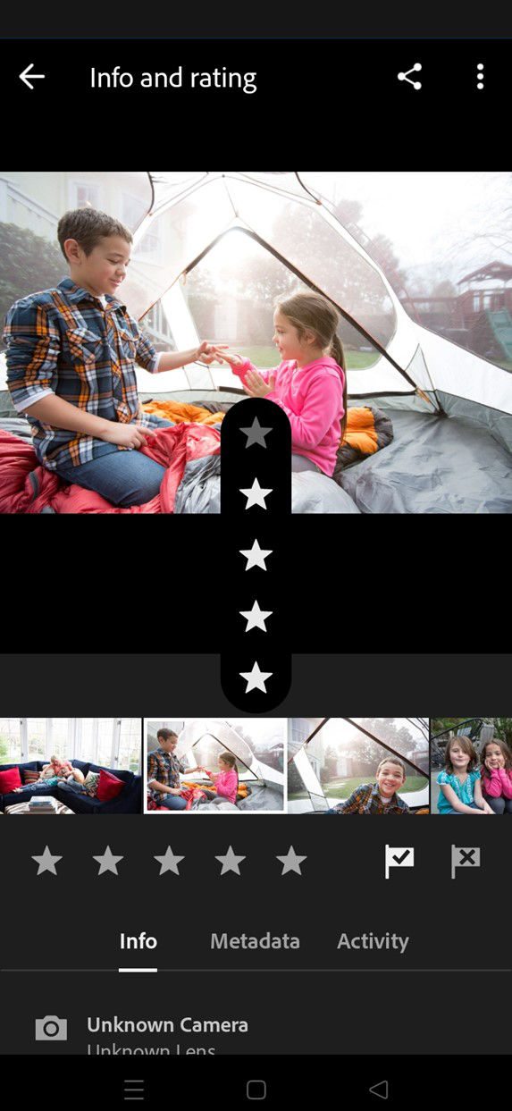 flick upward or downward to rate a photo