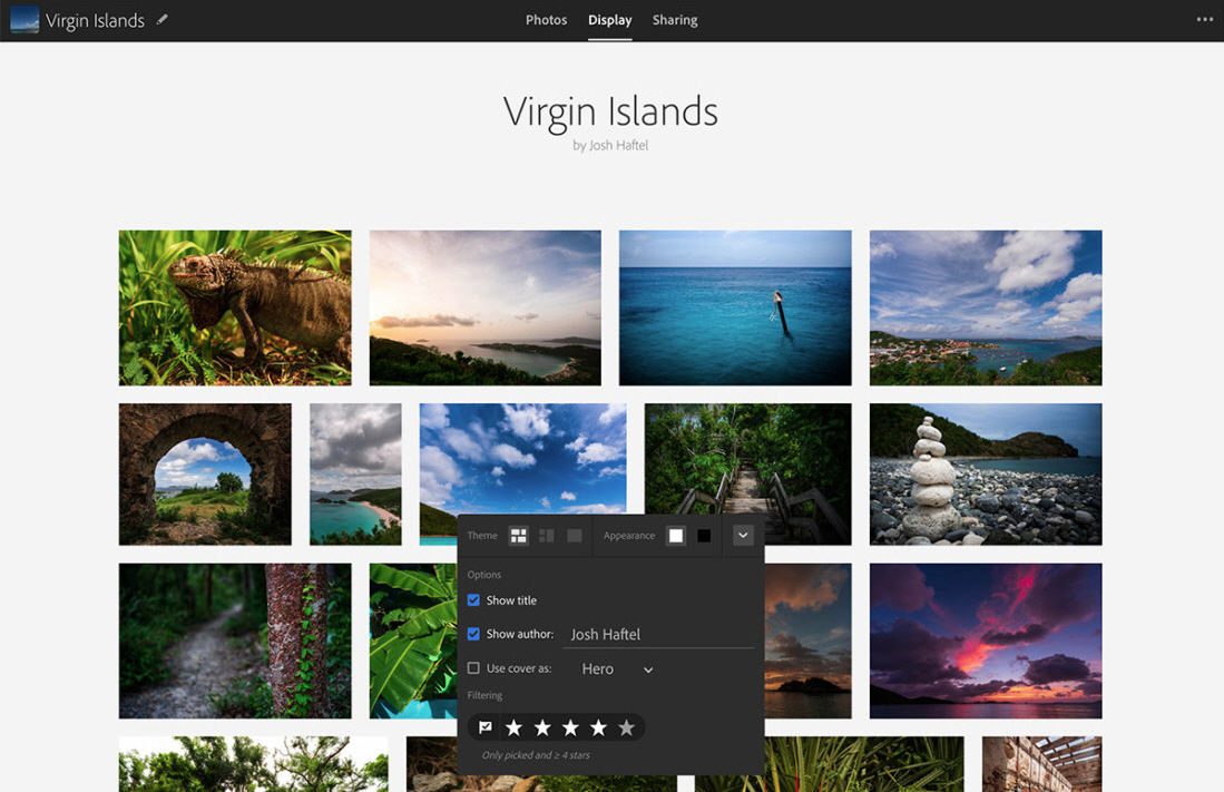 The new Display view within lightroom.adobe.com