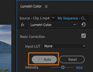 Auto Color uses frame sampling to apply corrections across the whole clip, not just the current frame.
